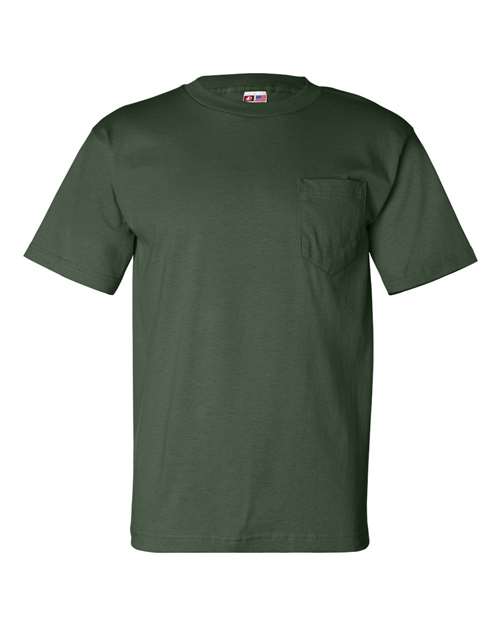 Bayside 7100 Unisex USA-Made Pocket T-Shirt - Forest Green - front