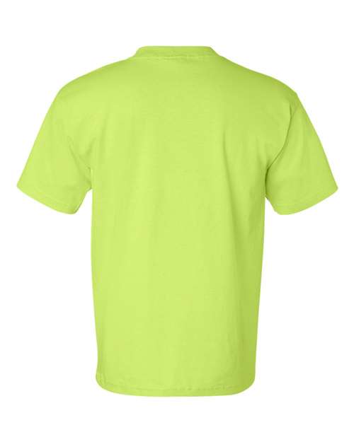 Bayside 7100 Unisex USA-Made Pocket T-Shirt - Lime Green - back