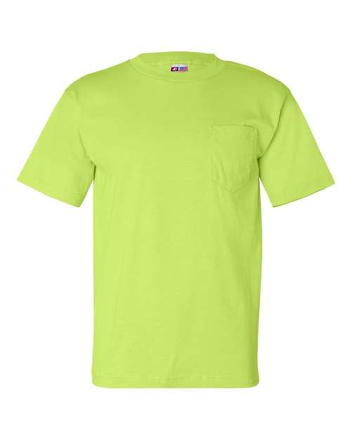 Bayside 7100 Unisex USA-Made Pocket T-Shirt - Lime Green - front