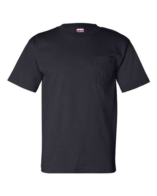 Bayside 7100 Unisex USA-Made Pocket T-Shirt - Navy - front