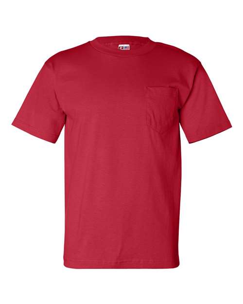 Bayside 7100 Unisex USA-Made Pocket T-Shirt - Red - front