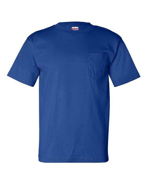 Bayside 7100 Unisex USA-Made Pocket T-Shirt - Royal Blue - front