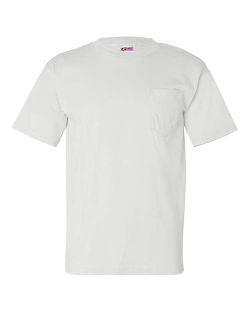 Bayside 7100 Unisex USA-Made Pocket T-Shirt - White - front