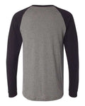 BELLA + CANVAS 3000 Men's Long Sleeve Jersey Baseball Tee - Deep Heather/ Black - back