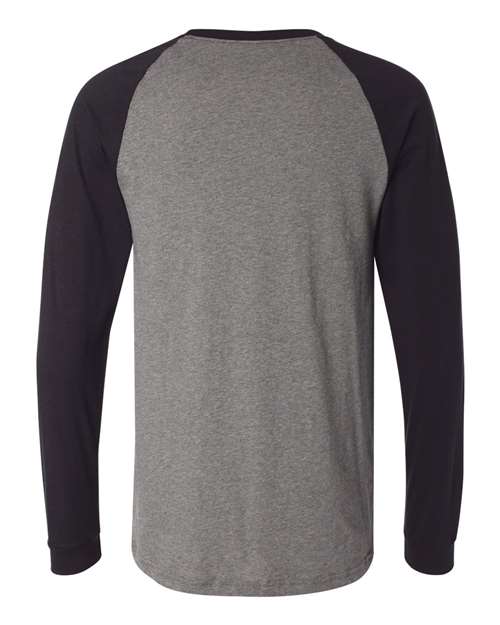 BELLA + CANVAS 3000 Men's Long Sleeve Jersey Baseball Tee - Deep Heather/ Black - back