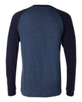 BELLA + CANVAS 3000 Men's Long Sleeve Jersey Baseball Tee - Heather Navy/ Midnight - back