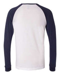 BELLA + CANVAS 3000 Men's Long Sleeve Jersey Baseball Tee - White/ Navy - back