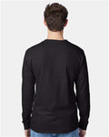 Hanes 5596 Men's Authentic Long Sleeve Pocket T-Shirt - Black - model back