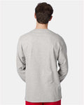 Hanes 5596 Men's Authentic Long Sleeve Pocket T-Shirt - Light Steel - model back