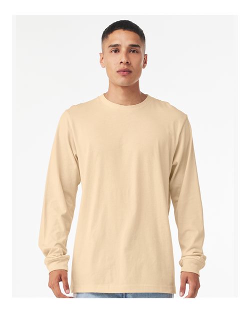 Bella+Canvas 3501 Unisex Jersey Long Sleeve Tee - Soft Cream - model front