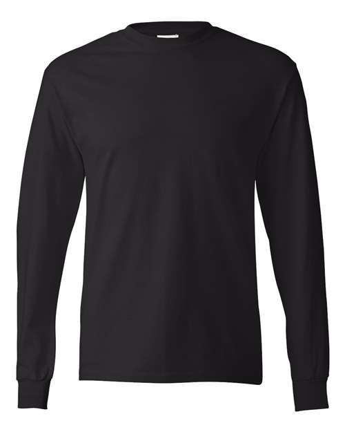 Hanes 5586 Authentic Long Sleeve T-Shirt - Black - front