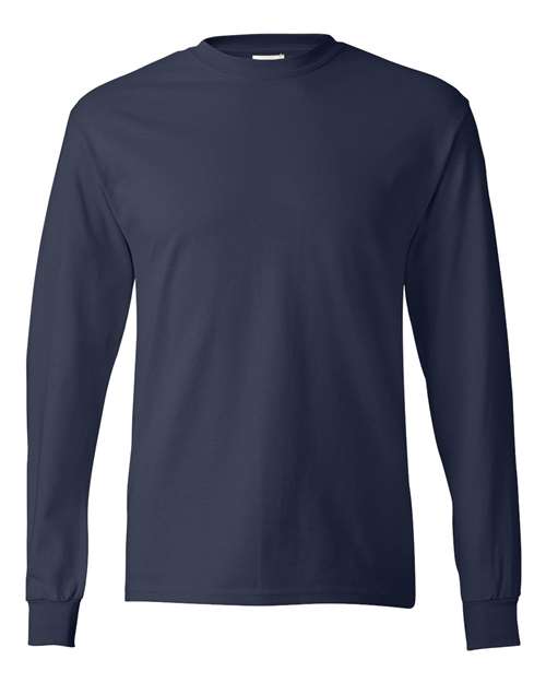 Hanes 5586 Authentic Long Sleeve T-Shirt - Navy - front