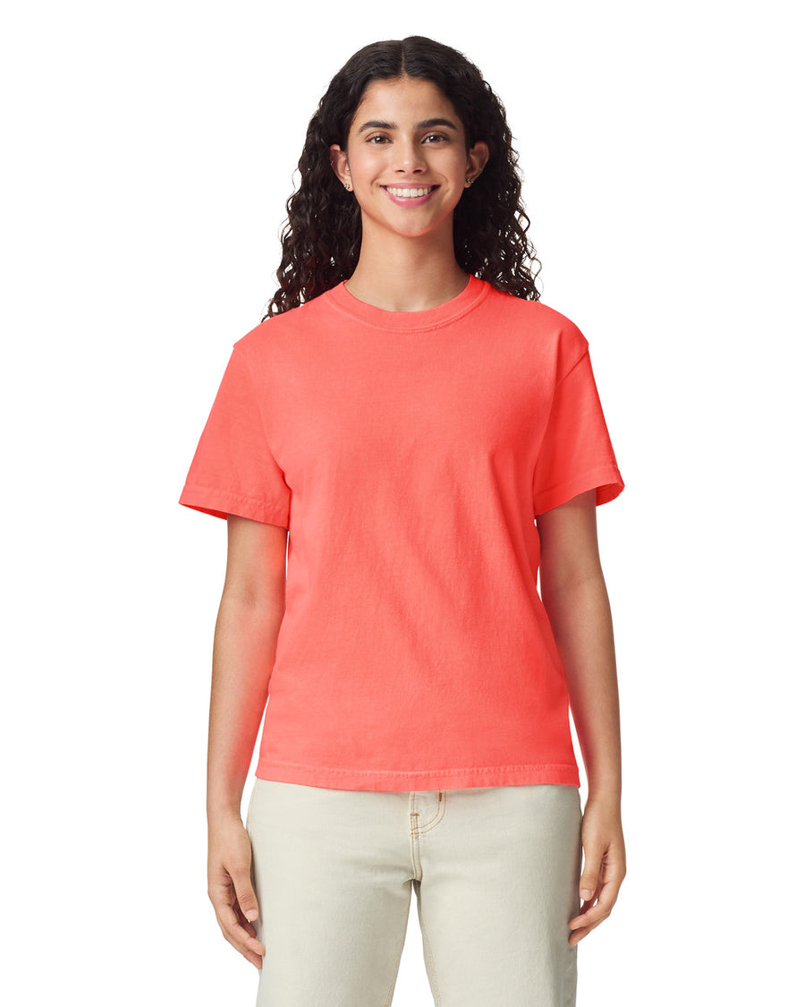 Comfort Colors C1717 Garment-Dyed Heavyweight T-Shirt - Neon Red Orange - model front