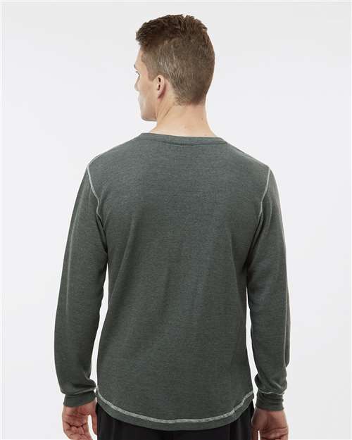 J. America 8238 Men's Vintage Thermal Long Sleeve T-Shirt - Charcoal Heather/ Vintage White - model back