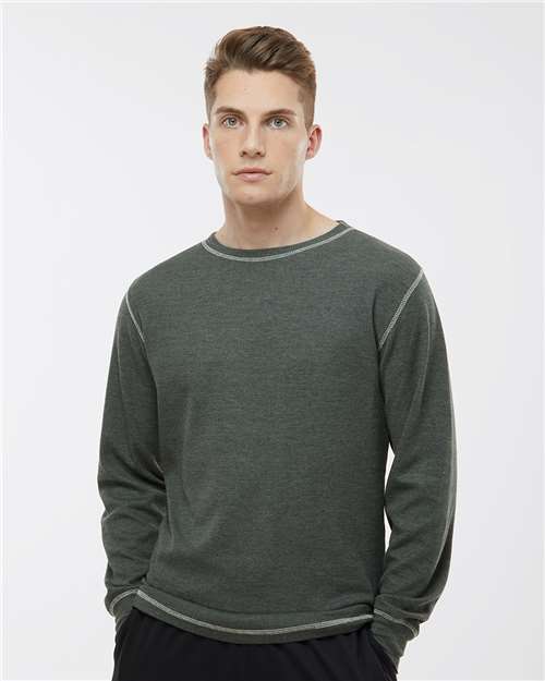 J. America 8238 Men's Vintage Thermal Long Sleeve T-Shirt - Charcoal Heather/ Vintage White - model front