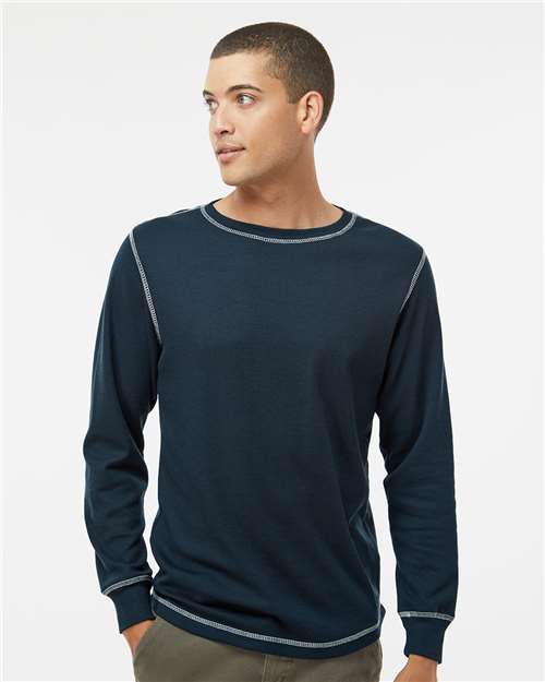 J. America 8238 Men's Vintage Thermal Long Sleeve T-Shirt - Vintage Navy/ Vintage White - model front