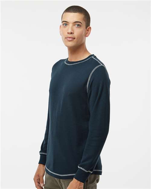 J. America 8238 Men's Vintage Thermal Long Sleeve T-Shirt - Vintage Navy/ Vintage White - model side