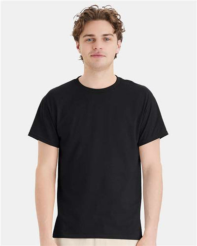 Hanes 5170 Unisex EcoSmart T-Shirt - Black - model front