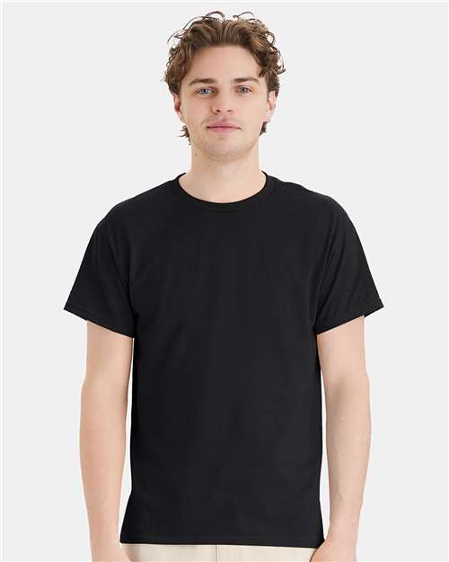 Hanes 5170 Unisex EcoSmart T-Shirt - Black - model front