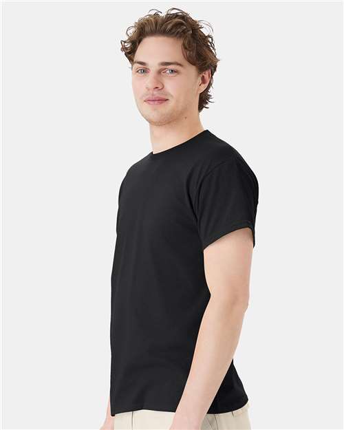 Hanes 5170 Unisex EcoSmart T-Shirt - Black - model side