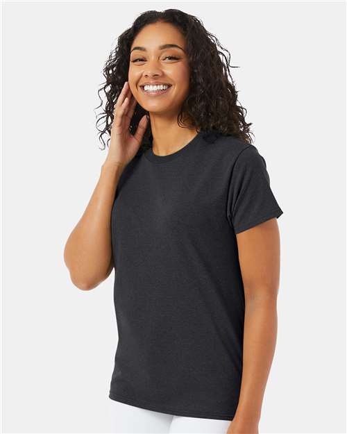 Hanes 5170 Unisex EcoSmart T-Shirt - Charcoal Heather - model side
