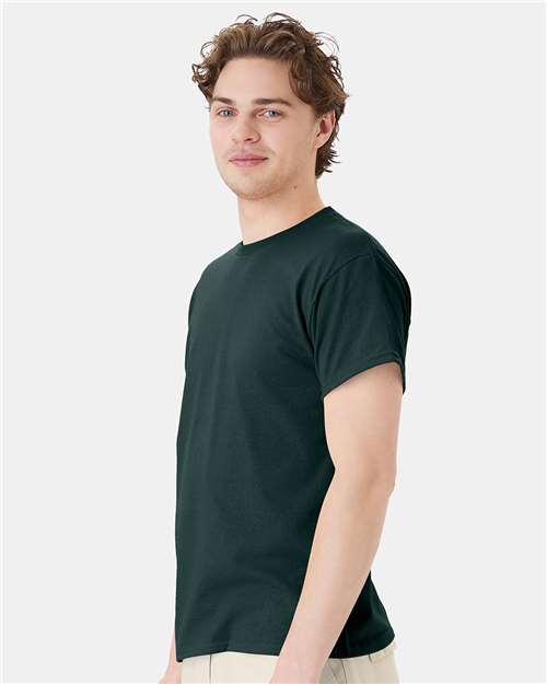 Hanes 5170 Unisex EcoSmart T-Shirt - Deep Forest - model side