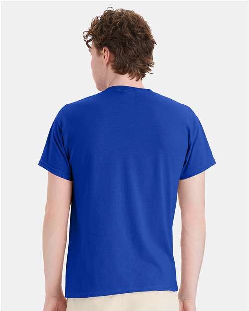 Hanes 5170 Unisex EcoSmart T-Shirt - Deep Royal - model back