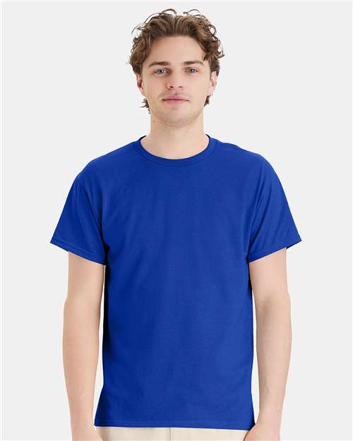 Hanes 5170 Unisex EcoSmart T-Shirt - Deep Royal - model front