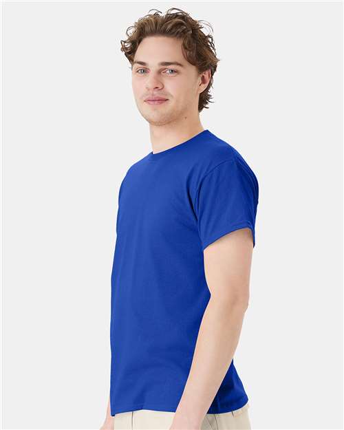 Hanes 5170 Unisex EcoSmart T-Shirt - Deep Royal - model side