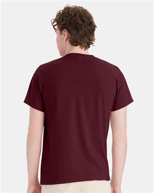 Hanes 5170 Unisex EcoSmart T-Shirt - Maroon - model back