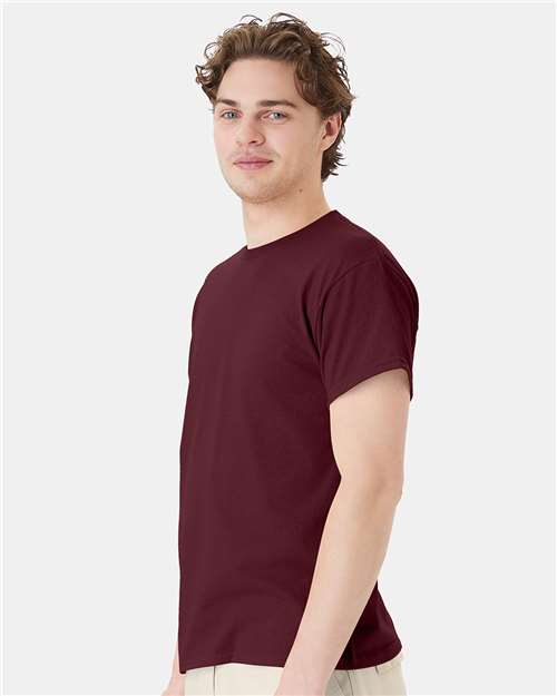 Hanes 5170 Unisex EcoSmart T-Shirt - Maroon - model side