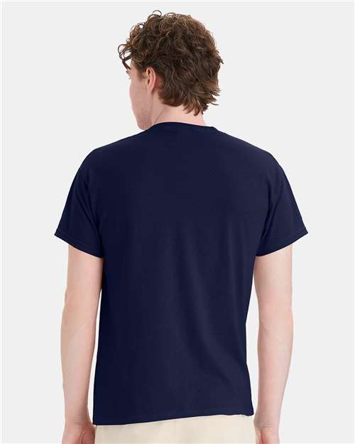 Hanes 5170 Unisex EcoSmart T-Shirt - Navy - model back