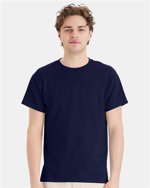 Hanes 5170 Unisex EcoSmart T-Shirt - Navy - model front