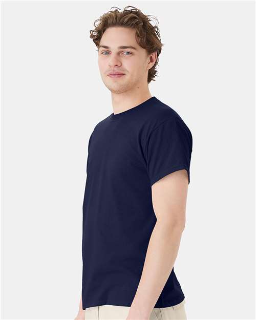 Hanes 5170 Unisex EcoSmart T-Shirt - Navy - model side