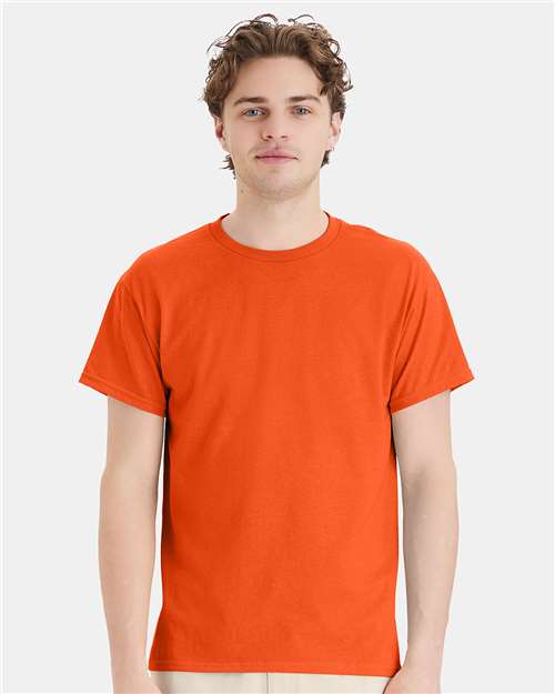 Hanes 5170 Unisex EcoSmart T-Shirt - Orange - model front