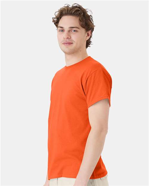 Hanes 5170 Unisex EcoSmart T-Shirt - Orange - model side