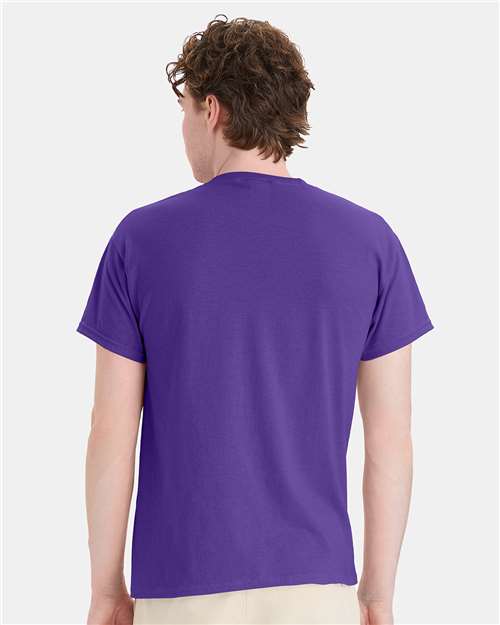 Hanes 5170 Unisex EcoSmart T-Shirt - Purple - model back