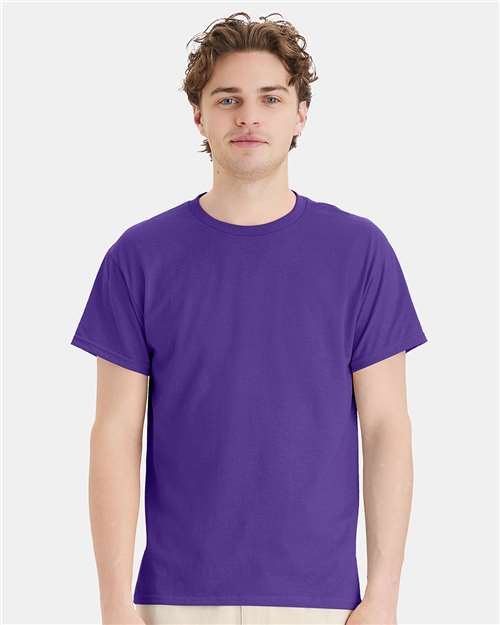 Hanes 5170 Unisex EcoSmart T-Shirt - Purple - model front