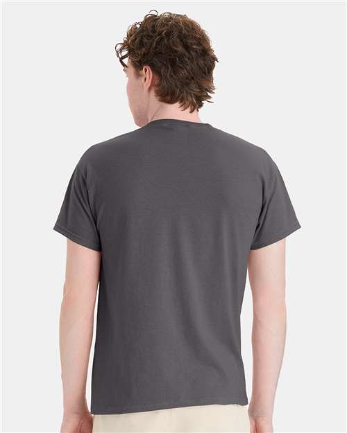 Hanes 5170 Unisex EcoSmart T-Shirt - Smoke Grey - model back