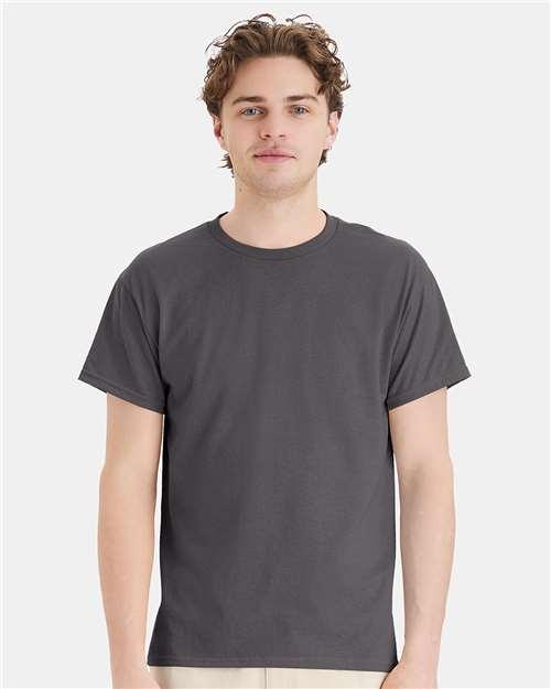 Hanes 5170 Unisex EcoSmart T-Shirt - Smoke Grey - model front