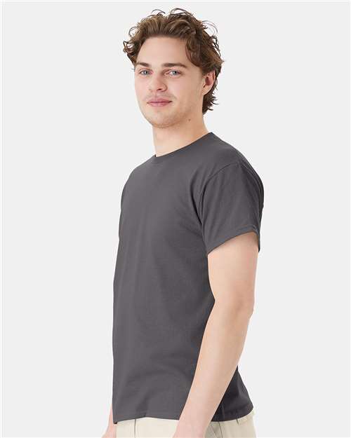 Hanes 5170 Unisex EcoSmart T-Shirt - Smoke Grey - model side