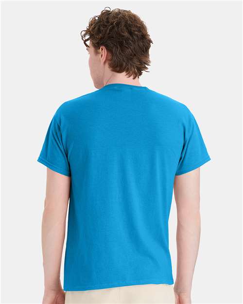 Hanes 5170 Unisex EcoSmart T-Shirt - Teal - model back