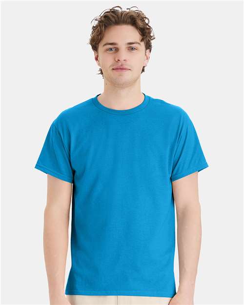 Hanes 5170 Unisex EcoSmart T-Shirt - Teal - model front