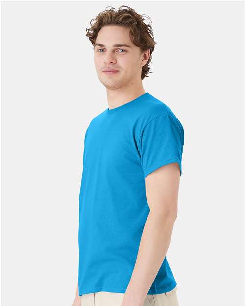 Hanes 5170 Unisex EcoSmart T-Shirt - Teal - model side