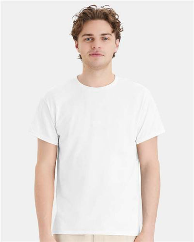Hanes 5170 Unisex EcoSmart T-Shirt - White - model front