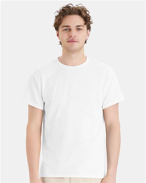 Hanes 5170 Unisex EcoSmart T-Shirt - White - model front