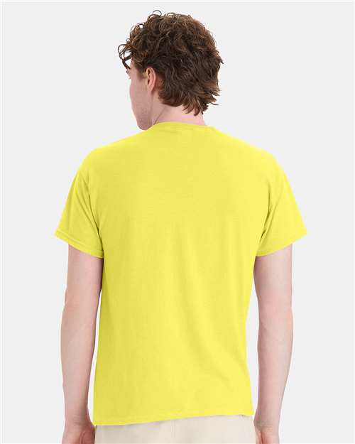 Hanes 5170 Unisex EcoSmart T-Shirt - Yellow - model back