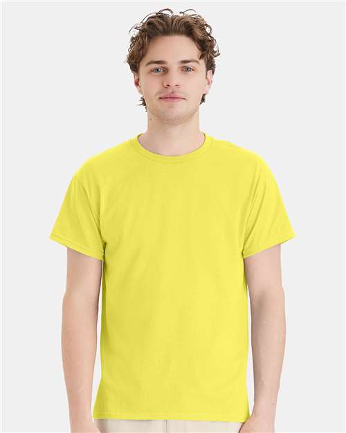 Hanes 5170 Unisex EcoSmart T-Shirt - Yellow - model front
