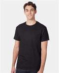 Hanes 5590 Men's Authentic Pocket T-Shirt - Black - model front