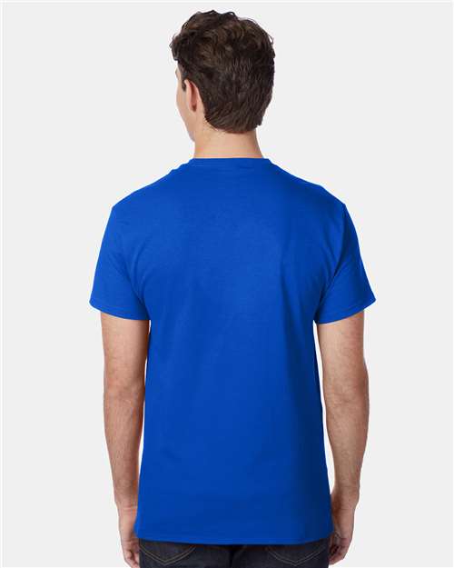 Hanes 5590 Men's Authentic Pocket T-Shirt - Deep Royal - model back
